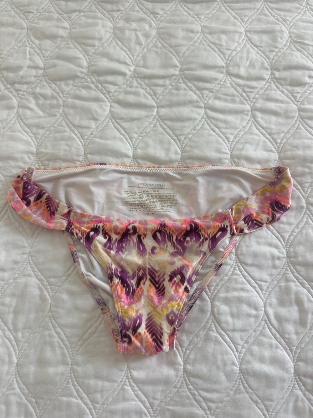 Victoria's Secret Vintage Low-Rise Purple & Pink Patterned Bikini Bottoms